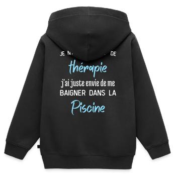 Pas Besoin de Thérapie envie de me baigner Piscine - Sweat Premium à capuche zippé enfant bio - noir - Dos - AI Model Kid Male (0cm)