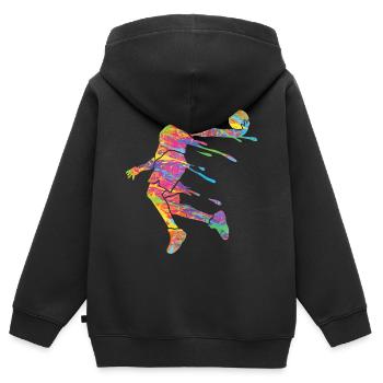 Basketteur Coloré Paint Slam Dunk Sports - Sweat Premium à capuche zippé enfant bio - noir - Dos - AI Model Kid Male (0cm)