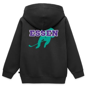 La nourriture, ma ville ! - Sweat Premium à capuche zippé enfant bio - noir - Dos - AI Model Kid Male (0cm)