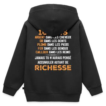 16 Jahre altes Geburtstagsgeschenk. Lustiges 16 Jahre altes Geschenk - Kinder Premium Organic Zip Hoodie - Schwarz - Hinten - AI Model Kid Male (0cm)