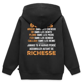 63 Jahre alt lustiges Geburtstagsgeschenk 63 Jahre altes Geschenk - Kinder Premium Organic Zip Hoodie - Schwarz - Hinten - AI Model Kid Male (0cm)