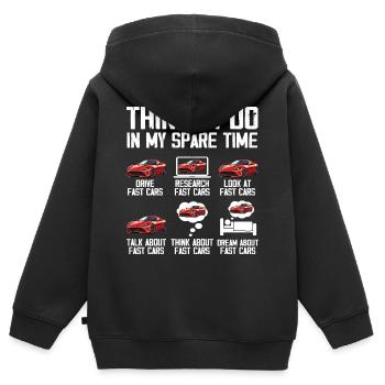 Dinge, die ich in meiner Freizeit mache Autoliebhaber - Kinder Premium Organic Zip Hoodie - Schwarz - Hinten - AI Model Kid Male (0cm)