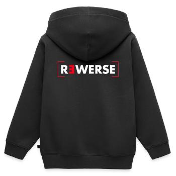 Lettrage inversé - Sweat Premium à capuche zippé enfant bio - noir - Dos - AI Model Kid Male (0cm)