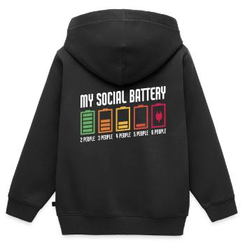 My Social Battery Funny Antisocial Introvert - Kinder Premium Organic Zip Hoodie - Schwarz - Hinten - AI Model Kid Male (0cm)