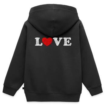 Griffonnage de cœur d’amour - Sweat Premium à capuche zippé enfant bio - noir - Dos - AI Model Kid Male (0cm)