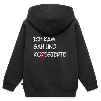Ich kam, sah und korrigierte - Kinder Premium Organic Zip Hoodie - Schwarz - Hinten - AI Model Kid Male (0cm)
