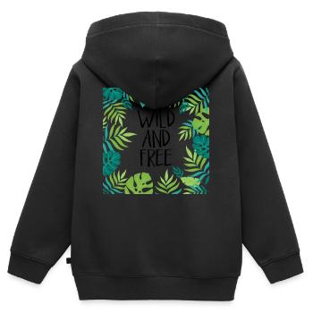 Wild und frei - Kinder Premium Organic Zip Hoodie - Schwarz - Hinten - AI Model Kid Male (0cm)