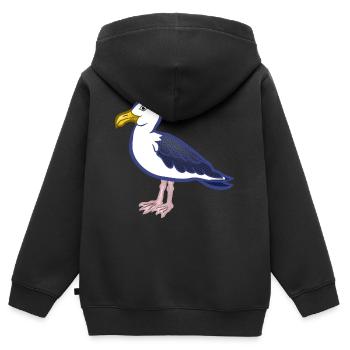mouette - Sweat Premium à capuche zippé enfant bio - noir - Dos - AI Model Kid Male (0cm)
