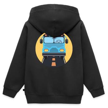 bus - Sweat Premium à capuche zippé enfant bio - noir - Dos - AI Model Kid Male (0cm)