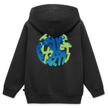 RETTEN Planet Erde (Vivid) - Kinder Premium Organic Zip Hoodie - Schwarz - Hinten - AI Model Kid Male (0cm)