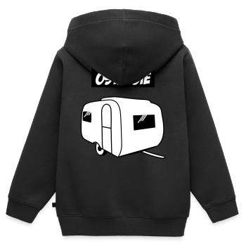 Ostalgie QEK junior - Sweat Premium à capuche zippé enfant bio - noir - Dos - AI Model Kid Male (0cm)