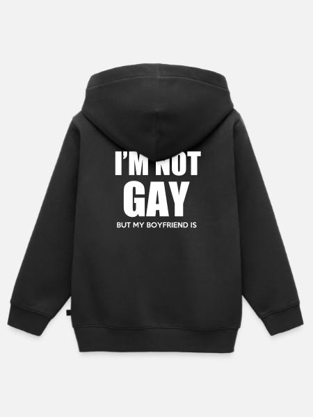 Ik ben geen homo, maar mijn vriend is - Kinder Premium zip hoodie biologisch - zwart