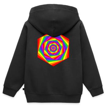 arc en ciel Hexagone - Sweat Premium à capuche zippé enfant bio - noir - Dos - AI Model Kid Male (0cm)