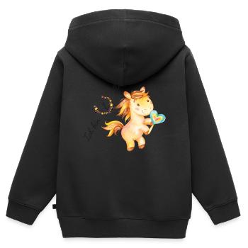 Schulanfang 1.Klasse Pferd ***super süß*** - Kinder Premium Organic Zip Hoodie - Schwarz - Hinten - AI Model Kid Male (0cm)