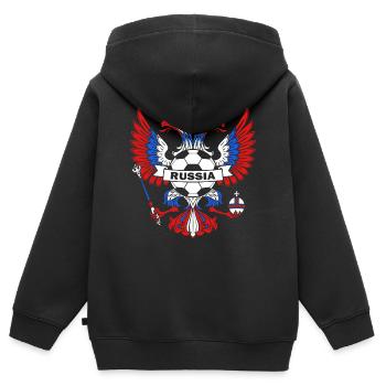Drapeau de la Russie Moscou Poutine nation russe - Sweat Premium à capuche zippé enfant bio - noir - Dos - AI Model Kid Male (0cm)