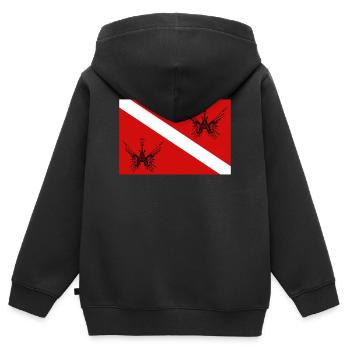 Pavillon de plongée avec le poisson de feu - Sweat Premium à capuche zippé enfant bio - noir - Dos - AI Model Kid Male (0cm)