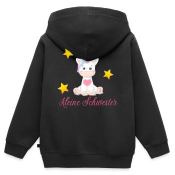 Kleine Schwester - Kinder Premium Organic Zip Hoodie - Schwarz - Hinten - AI Model Kid Male (0cm)