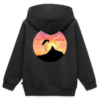 Paragleider/Paragleiter/Gleitschirm mit Berg Motiv - Kinder Premium Organic Zip Hoodie - Schwarz - Hinten - AI Model Kid Male (0cm)