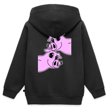 Cochons Cochons - Sweat Premium à capuche zippé enfant bio - noir - Dos - AI Model Kid Male (0cm)