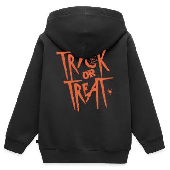 Halloween Trick or Treat Orange - Sweat Premium à capuche zippé enfant bio - noir - Dos - AI Model Kid Male (0cm)
