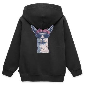 Chilllama Deluxe - Kinder Premium Organic Zip Hoodie - Schwarz - Hinten - AI Model Kid Male (0cm)