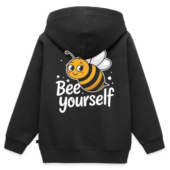 abeille abeille apicultrice abeille abeille - Sweat Premium à capuche zippé enfant bio - noir - Dos - AI Model Kid Male (0cm)