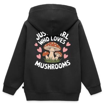 Champignons Champignons Champignon Champignon - Sweat Premium à capuche zippé enfant bio - noir - Dos - AI Model Kid Male (0cm)