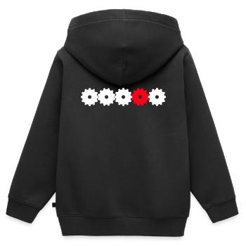 Zahnräder in weiß und rot - Kinder Premium Organic Zip Hoodie - Schwarz - Hinten - AI Model Kid Male (0cm)
