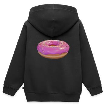 Rosa Donut mit Streuseln - Kinder Premium Organic Zip Hoodie - Schwarz - Hinten - AI Model Kid Male (0cm)