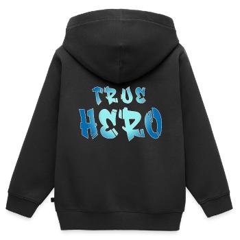 WAHRER HELD - VÉRITABLE HÉROS - Sweat Premium à capuche zippé enfant bio - noir - Dos - AI Model Kid Male (0cm)