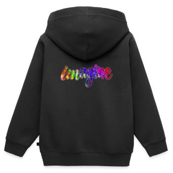 imagine 3 J - Kinder Premium Organic Zip Hoodie - Schwarz - Hinten - AI Model Kid Male (0cm)