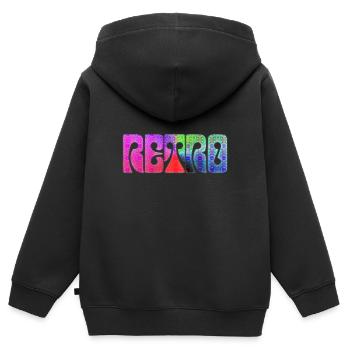 Rétro J - Sweat Premium à capuche zippé enfant bio - noir - Dos - AI Model Kid Male (0cm)