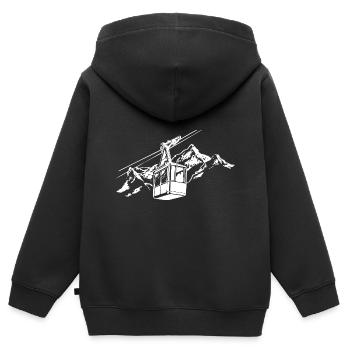Gondel Berge Alpen Wandern Ski Symbol - Kinder Premium Organic Zip Hoodie - Schwarz - Hinten - AI Model Kid Male (0cm)