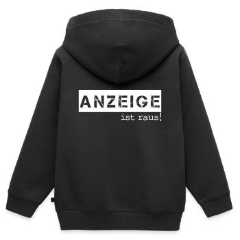 ANZEIGE IST RAUS - Kinder Premium Organic Zip Hoodie - Schwarz - Hinten - AI Model Kid Male (0cm)
