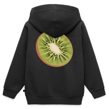 Kiwi - Kinder Premium Organic Zip Hoodie - Schwarz - Hinten - AI Model Kid Male (0cm)