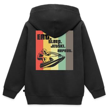 Eat Sleep Jetski RepeatJet Ski Cadeau Retro - Sweat Premium à capuche zippé enfant bio - noir - Dos - AI Model Kid Male (0cm)