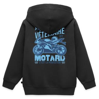 motard parfait vétéinaire parfait - Sweat Premium à capuche zippé enfant bio - noir - Dos - AI Model Kid Male (0cm)