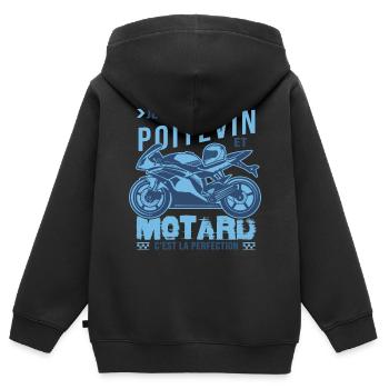 motard parfait poitevin parfait - Sweat Premium à capuche zippé enfant bio - noir - Dos - AI Model Kid Male (0cm)