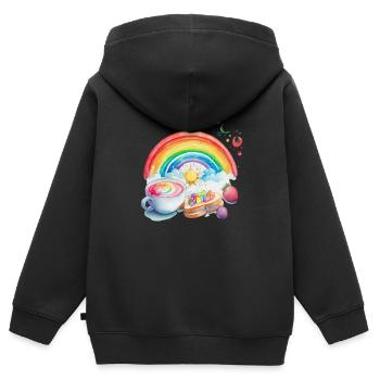 DEJEUNER - ARC-EN-CIEL - Sweat Premium à capuche zippé enfant bio - noir - Dos - AI Model Kid Male (0cm)
