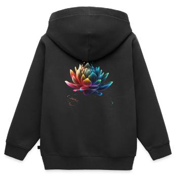 BEAU NENUPHAR - Sweat Premium à capuche zippé enfant bio - noir - Dos - AI Model Kid Male (0cm)