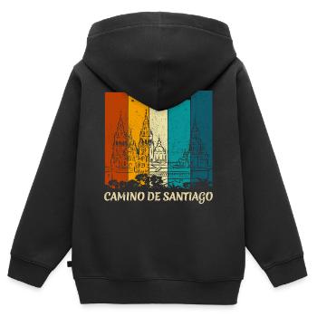 Camino - Jakobsweg - Pilgertour - Santiago - Kinder Premium Organic Zip Hoodie - Schwarz - Hinten - AI Model Kid Male (0cm)