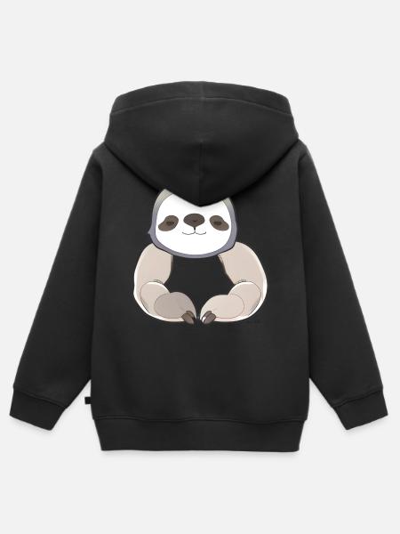 Sloth - Kids Premium Organic Zip-up Hoodie - black
