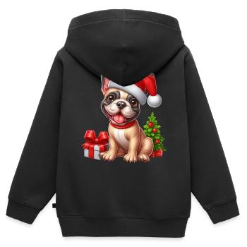 Cadeaux de bouledogue français - Sweat Premium à capuche zippé enfant bio - noir - Dos - AI Model Kid Male (0cm)