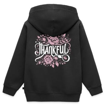 Thankful Dankbar Dankbarkeit - Kinder Premium Organic Zip Hoodie - Schwarz - Hinten - AI Model Kid Male (0cm)