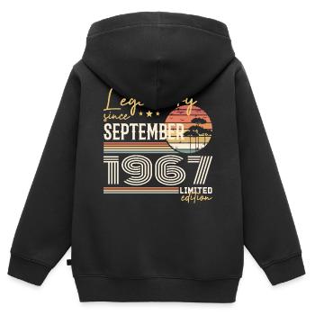 Septembre 1967 Né en Septembre 1967 September 1967 - Sweat Premium à capuche zippé enfant bio - noir - Dos - AI Model Kid Male (0cm)