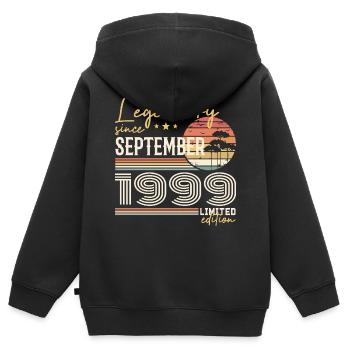 Septembre 1999 Né en Septembre 1999 September 1999 - Sweat Premium à capuche zippé enfant bio - noir - Dos - AI Model Kid Male (0cm)