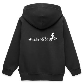 Trial Evolution Vélo Essais VTT - Sweat Premium à capuche zippé enfant bio - noir - Dos - AI Model Kid Male (0cm)