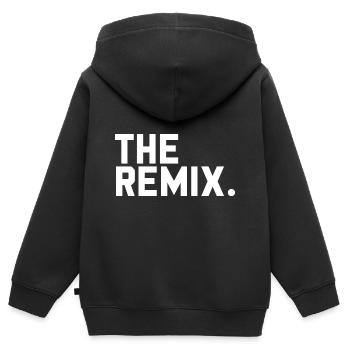 The Remix - Kinder Premium Organic Zip Hoodie - Schwarz - Hinten - AI Model Kid Male (0cm)