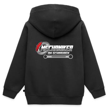 Mechaniker Mechatroniker Landmaschinen Werkstatt - Kinder Premium Organic Zip Hoodie - Schwarz - Hinten - AI Model Kid Male (0cm)