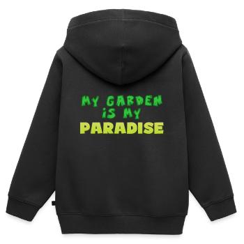 garden, my garden is my paradise - Garten Paradis - Kinder Premium Organic Zip Hoodie - Schwarz - Hinten - AI Model Kid Male (0cm)